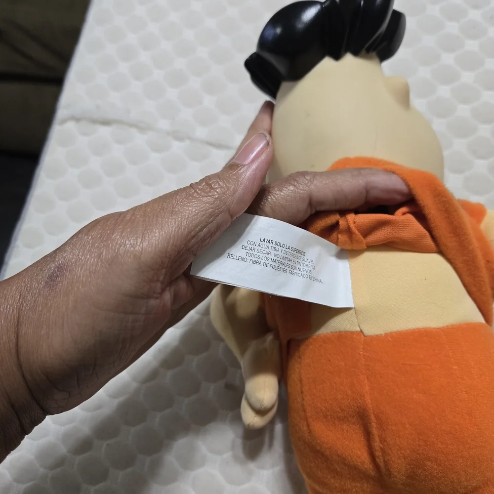 THE FLINTSTONES VINTAGE PEDRO Cartoon Character Plush Doll with Orange Outfit